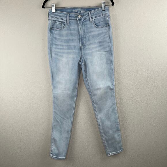 Old Navy Light Wash Rockstar Super Skinny Denim Jeans Extra High Rise Stretch 8 - Picture 1 of 9